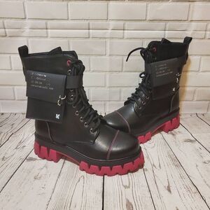 Koi Footwear Goth Emo Rave Banshee Black Purple Combat Boots Size 7